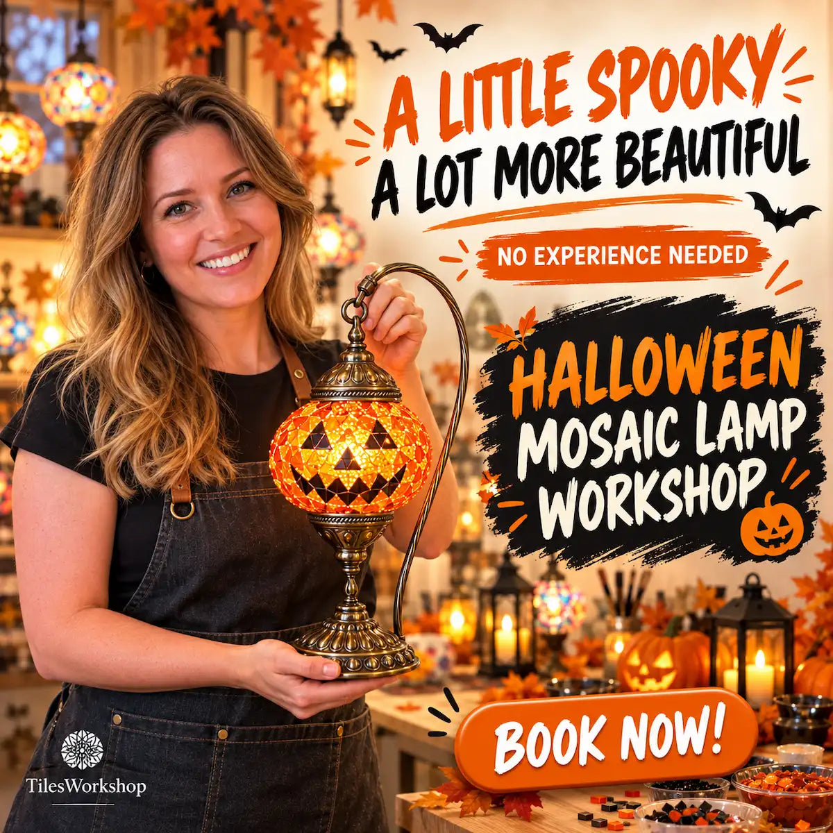 Halloween Mosaic Lamp Workshop in Irving, TX