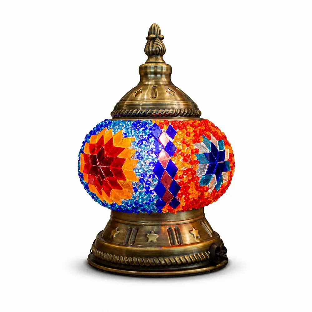 Small handmade Turkish mosaic table lamp with glass tiles